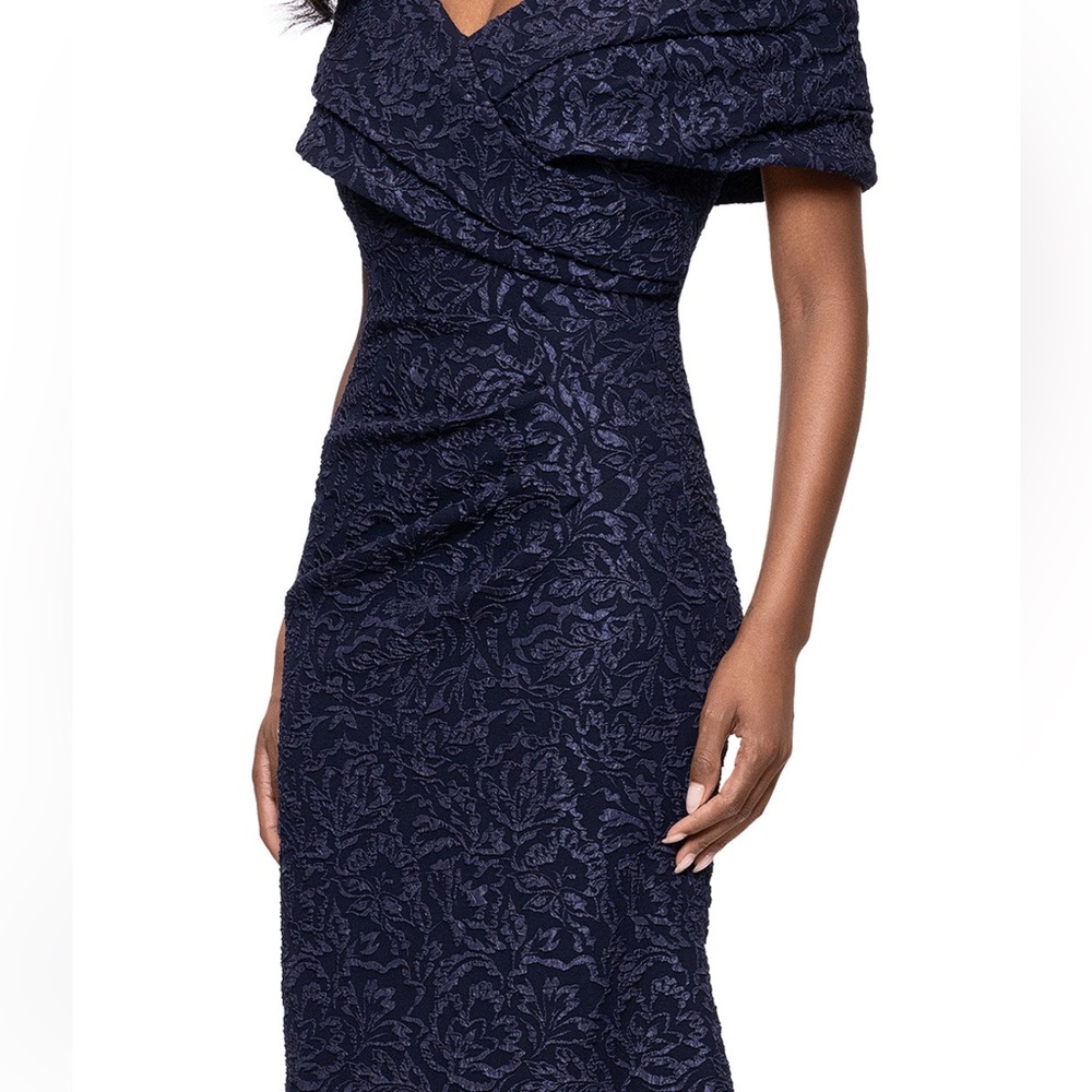 Betsy & Adam Blue Brocade Gown - Picture 4 of 4